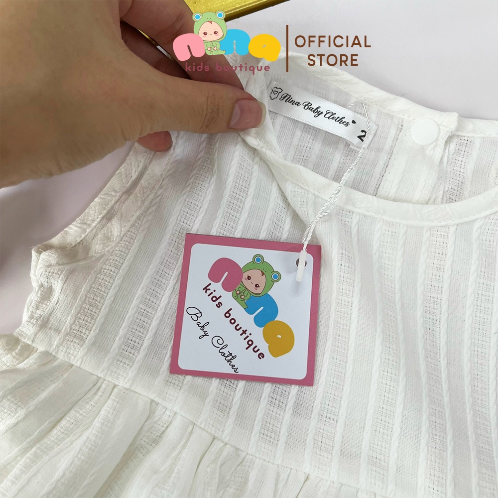 Váy body em bé gái sơ sinh Nina Kids Boutique Bộ đầy tháng sơ sinh bé gái Đồ hè cho bé Size 0m 24m Kèm Turban nơ