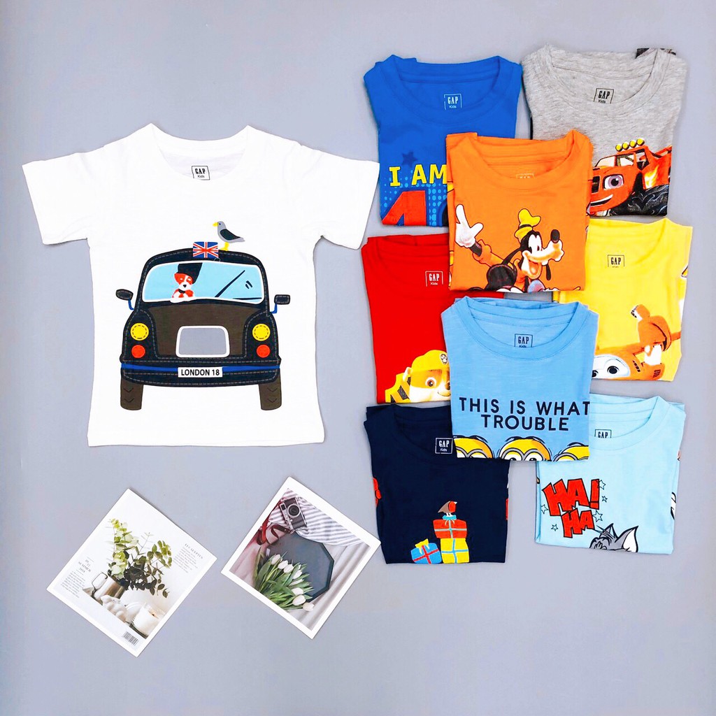 Áo thun bé trai, áo phông cho bé trai chất cotton nhiều màu, size 1-5 tuổi - SUNKIDS