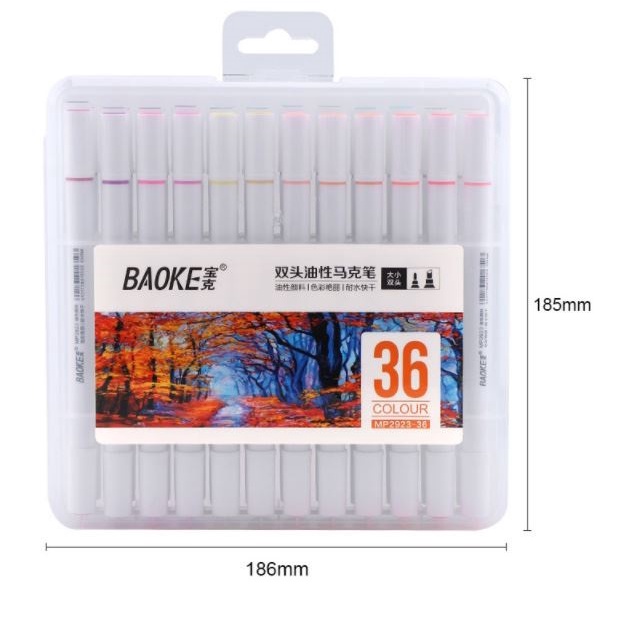 Màu marker 2 đầu cao cấp Baoke Oil Based MP2923-12/ 24/ 36
