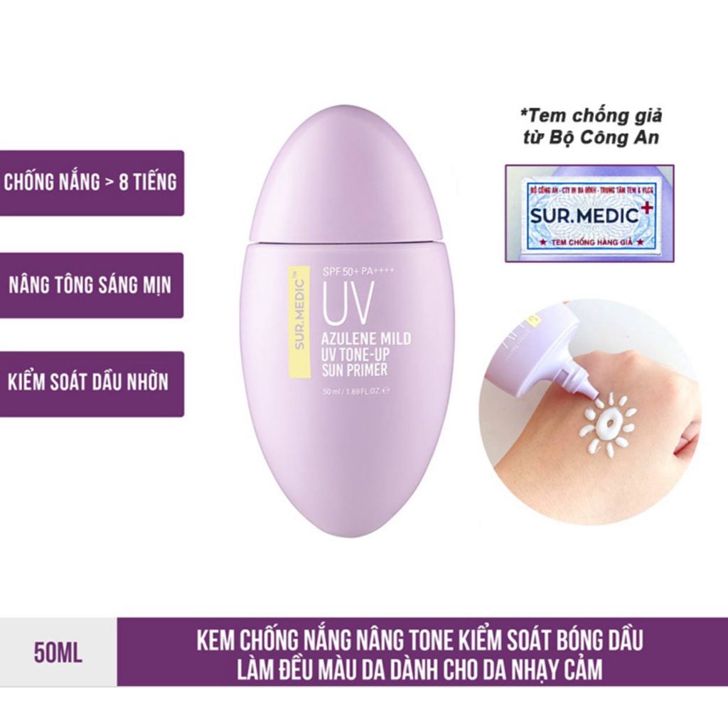 Kem Chống Nắng Sur.Medic+ Azulene UV Mild Sun SPF50+ PA++++ 50ml