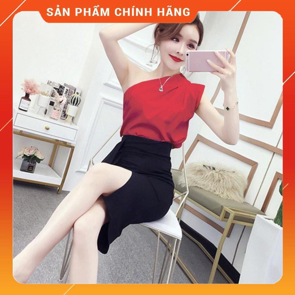 🤩🤩 1122A15B1 Áo kiểu nữ hở vai 1 bên siêu sang chảnh, vải phi bóng mềm tuyệt đẹp