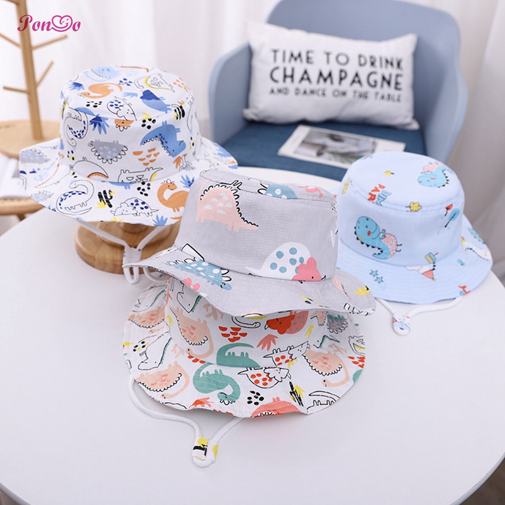 Nón Bucket Chất Cotton Hoạ Tiết Hoạt Hình Đáng Yêu Cho Bé 1-5 Tuổi