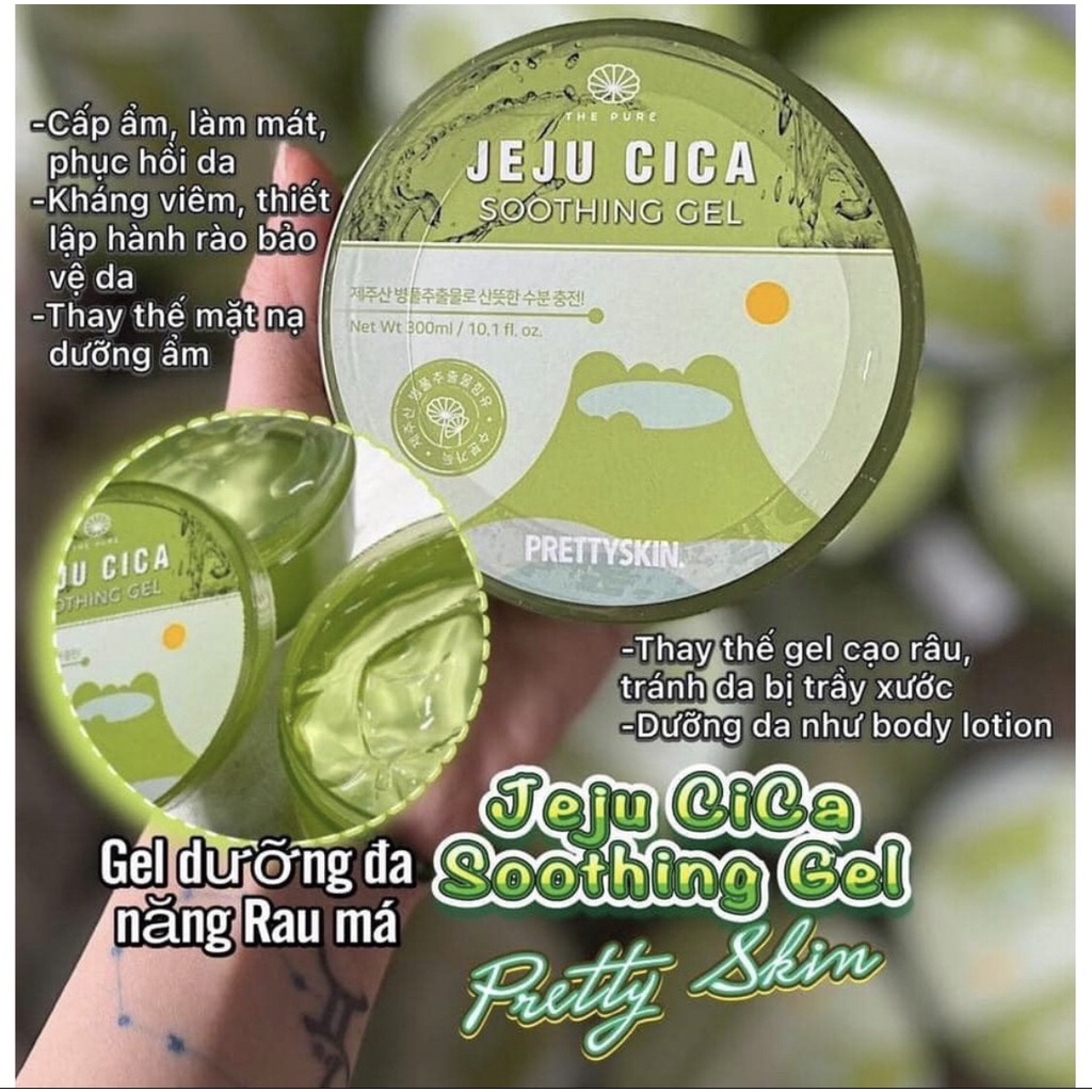 Gel Dưỡng Đa Năng Rau Má Jeju Cica Soothing Gel Pretty Skin 300g