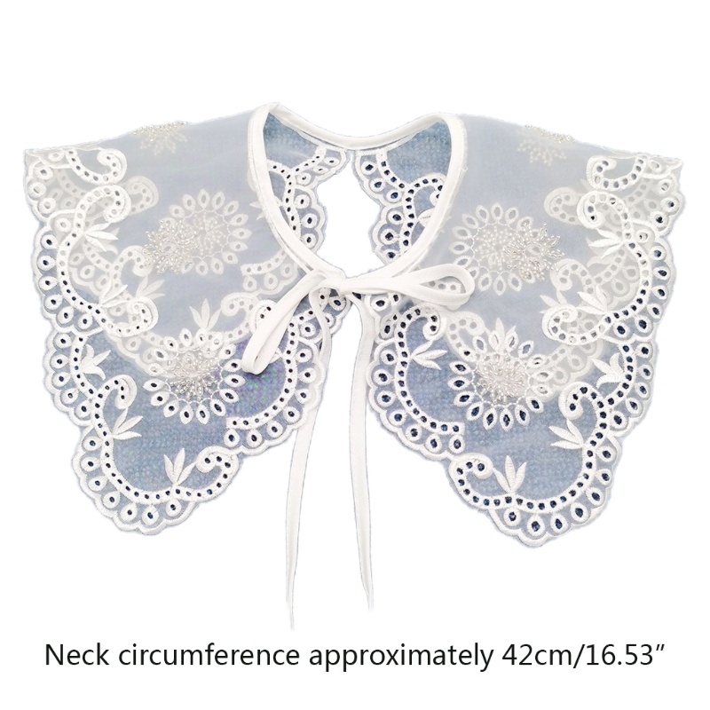 Khăn Choàng Cổ Đính Hạt Giả Hình Hoa Hướng Dương Thêu Họa Tiết Chiếc Lá Màu Trắng Phong Cách Vintage Thời Trang Cho Nữ