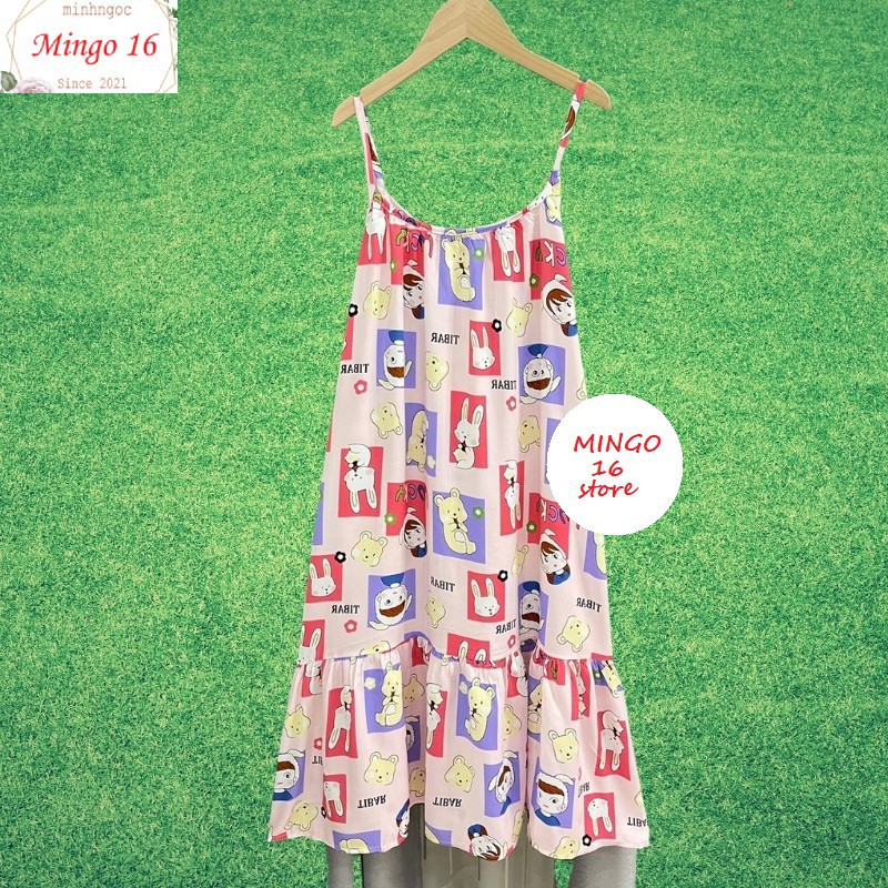 Váy Ngủ 2 Dây Họa Tiết Nhiều Mẫu Chất Vải Lanh Mát Dáng , Freesize | BigBuy360 - bigbuy360.vn