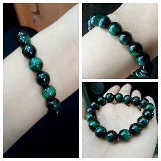 VÒNG TAY ĐÁ MẮT HỔ 10MM ( NHÂN TẠO)