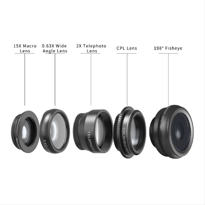 Bộ ống kính,lens chụp ảnh apexel dành cho điện thoại 5in1,tele,macro,góc rộng - APEXEL APL-DG5H