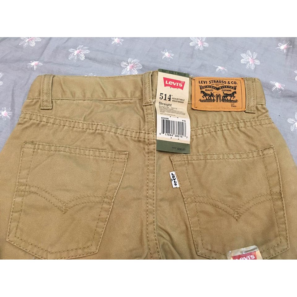 Quần Khaki Levi's dáng straight (ống thẳng) màu vàng da bò - điều chỉnh cạp chun trong