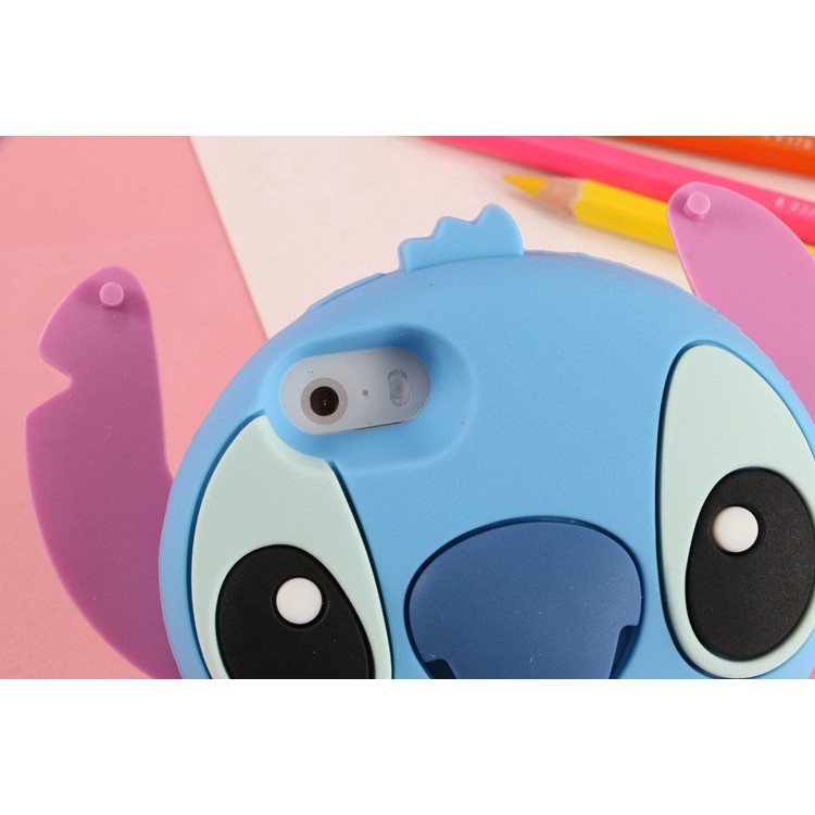 Ốp điện thoại silicone hình hoạt hình Stitch 3D cho IPhone 4 5 6 Plus 4s 7 8 Plus X Touch 5 6