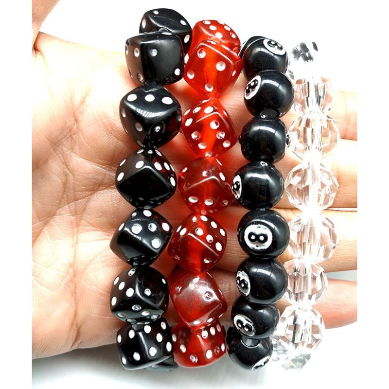YYS Colorful Acrylic Dice Beads Stretch Bracelets Funny Game Lucky Dice Bracelets