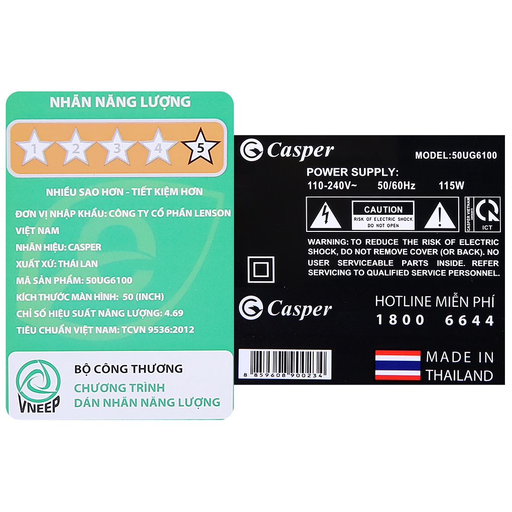 Android Tivi Casper 4K 50 inch 50UG6100 - Remote thông minh - Chính hãng BH 2 năm - Miễn phí lắp đặt