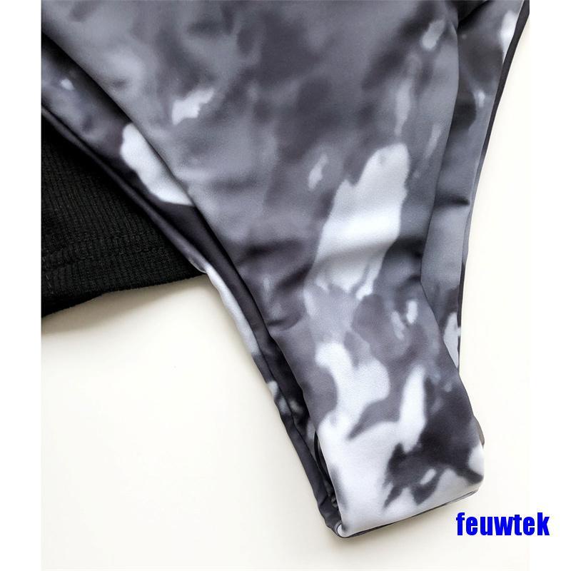 [COD]String High Cut Swimsuit Sexy Tie Dye Bikini Halter Backless Bathing Suit Beach Wear