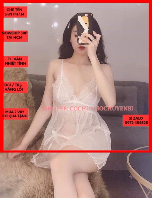 [Dưới 52kg]  - Váy ngủ mẫu voan lưới bi sexy quyến rũ - đầm ngủ gợi cảm -  cô chủ nhỏ chuyên sỉ