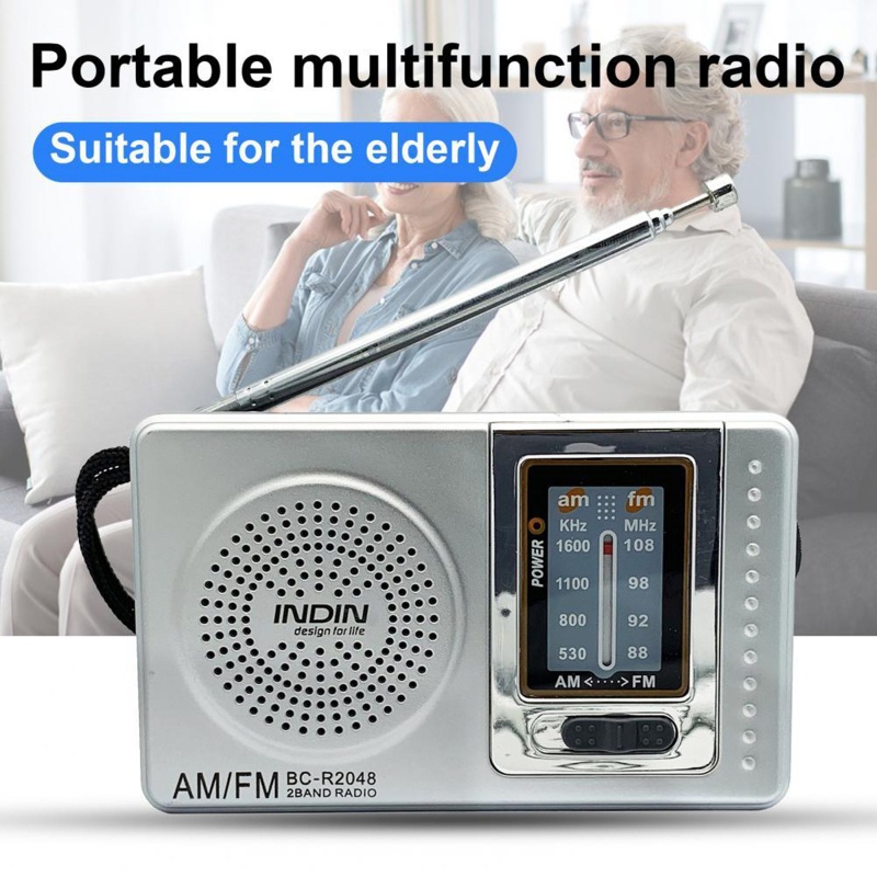 Radio Mini zzz R2048 Cầm Tay 2 Băng Tần Có Ăng Ten Tích Hợp Loa Tiện Dụng