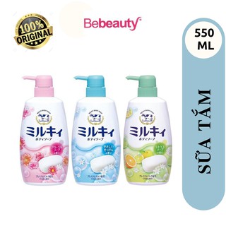 Sữa Tắm Bò Milky Body Soap Cow 550ml (Hương Cam Chanh, Hoa Cỏ, Hoa Hồng)