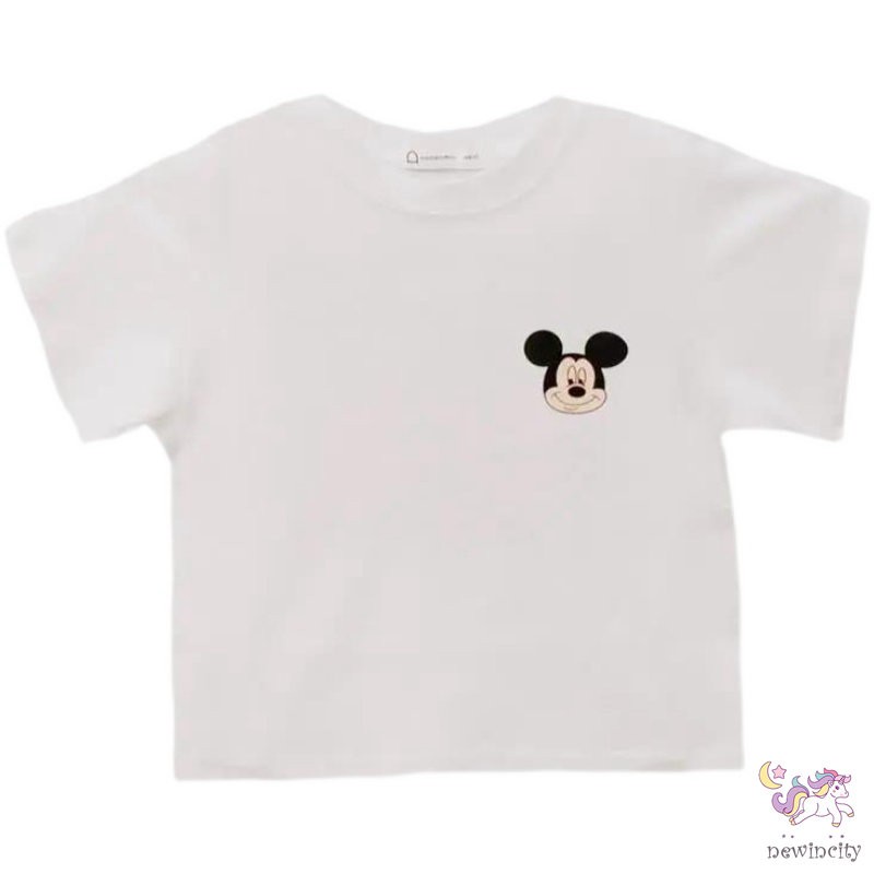 Áo thun tay ngắn in họa tiết hoạt hình phong cách Hàn Quốc thể thao đáng yêu dành cho bé gái