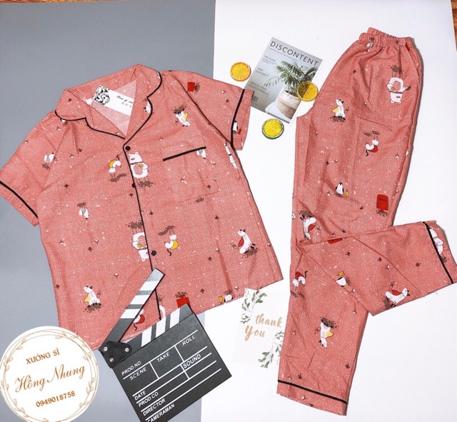 Đồ bộ mặc nhà nữ pijama quần dài áo cộc | BigBuy360 - bigbuy360.vn