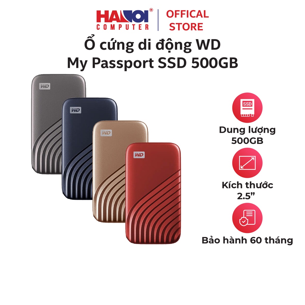 Ổ cứng di động WD MY PASSPORT SSD 500GB USB 3.2 Chống rung, chống va đập từ độ cao lên đến 1,98m