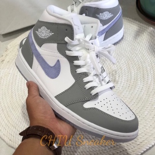 Giày Sneaker Nam Nữ Jordan 1 Mid wolf grey xám đế xanh cao cấp giày jordan cổ cao xám đế xanh cao cấp