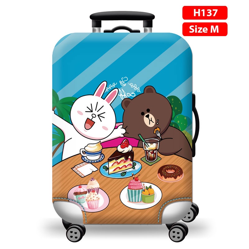 Bao hành lýÁo bọc vali vải thun co giãn 4 chiều Mẫu Gia Đình Gấu Zooyoo H137