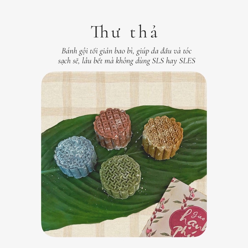 Bánh gội đầu thảo mộc 𝐓𝐡𝐮̛ 𝐭𝐡𝐚̉ (Herbal shampoo bar)
