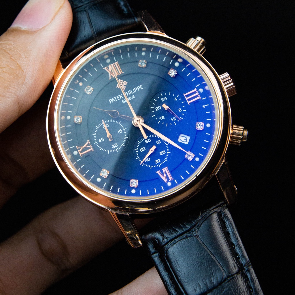 Combo Đồng hồ nam dây da PAT001 mặt kính Sapphire chống xước  Thời Trang và Ví Da tặng kèm