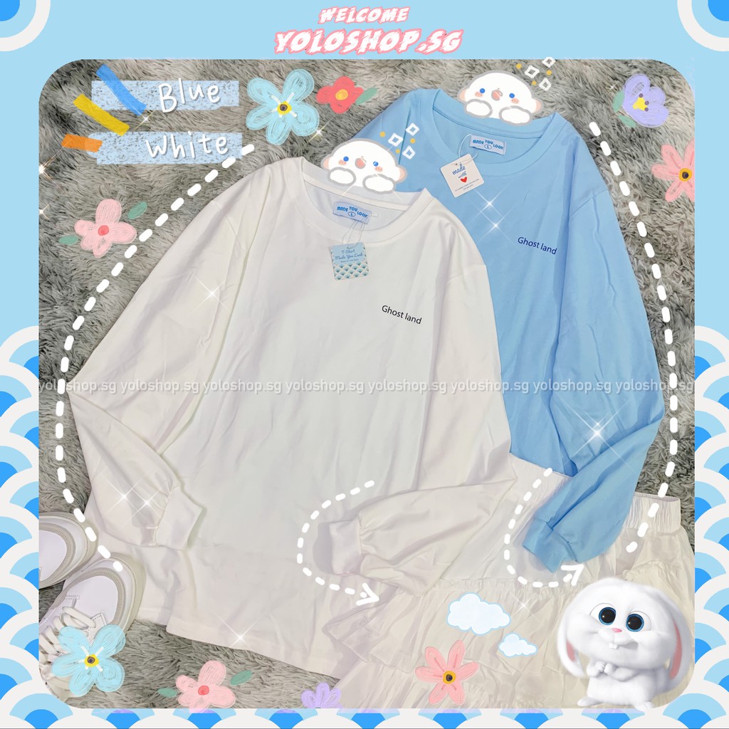 Áo thun dài tay  GHOST LAND  phông Unisex nam nữ tee oversize form rộng pull Ulzzang Streetwear Hàn Quốc vải mềm