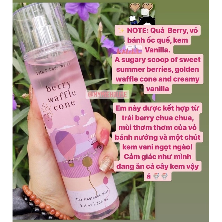 XỊT THƠM BODY MIST BATH AND BODY WORKS BERRY WAFFLE CONE
