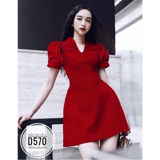 Bigsize Đầm đỏ cổ V D570