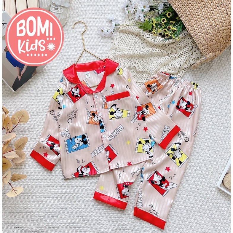 [ 19kg - 36kg ] Bộ Mặc Nhà Pijama Lụa Cao Cấp Tay Dài Cho Bé Gái