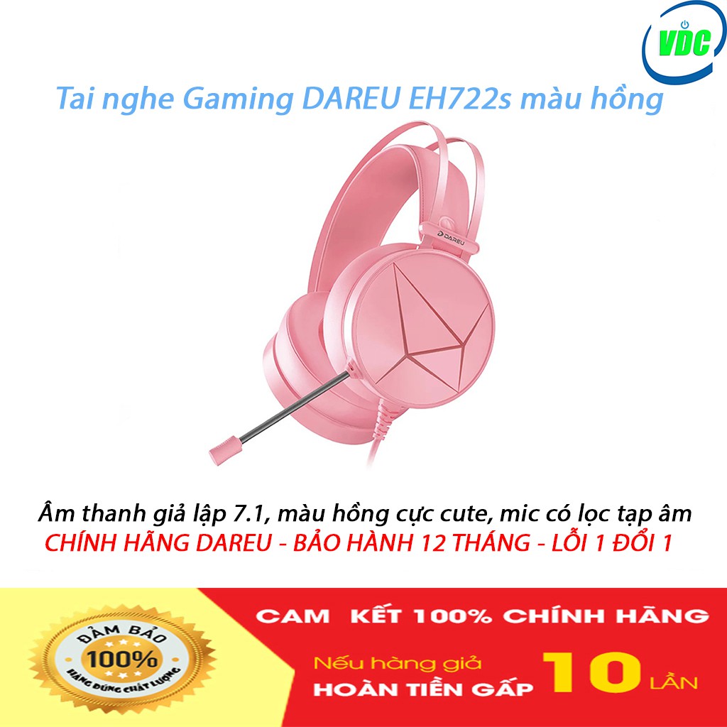 Tai nghe Gaming DAREU EH722s MAGIC QUEEN - Phiên bản màu hồng đặc biệt - ÂM THANH GIẢ LẬP 7.1 - BH 12 tháng | BigBuy360 - bigbuy360.vn