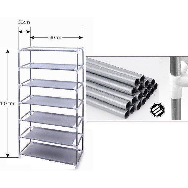 Tủ giày dép 7 tầng 6 ngăn bọc vải cao cấp giá rẻ / Kệ đa năng giá để giày dép khung inox 7 tầng ke giay dep cao cap