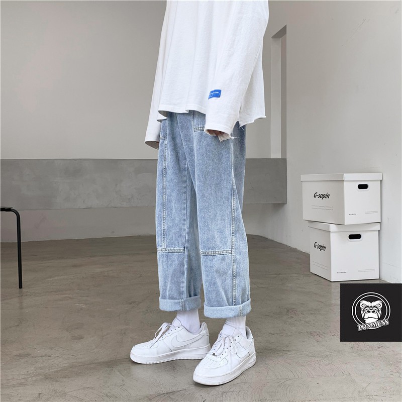 Quần bò suông ống rộng nam nữ có dây trang trí g286 2021 Pon.mens | BigBuy360 - bigbuy360.vn