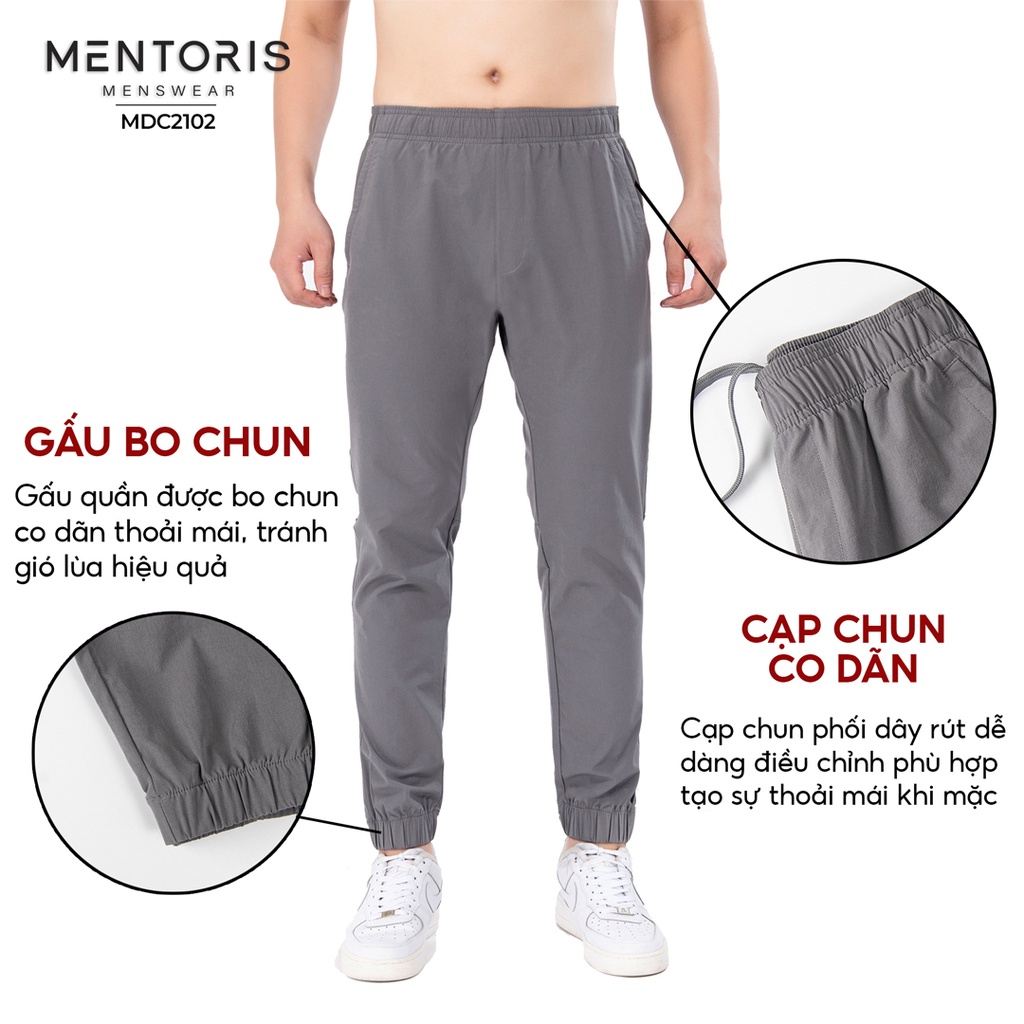 Quần Jogger Nam MENTORIS, Chất Gió Thể Thao Cao Cấp, Khoẻ Khoắn, Cạp Chun, Ống Bo, Vận Động Thoải Mái MDC2102