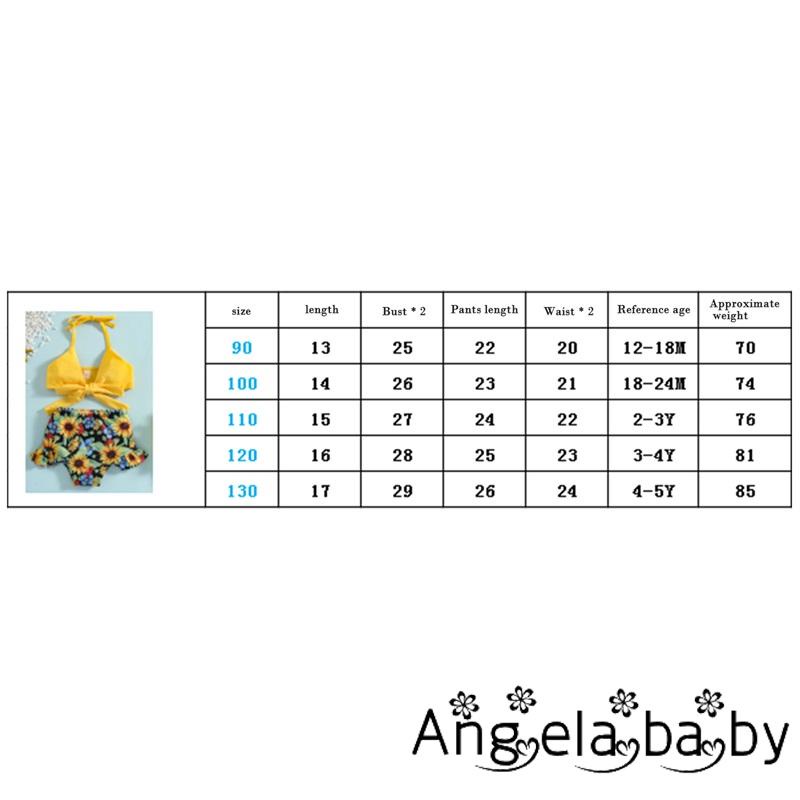 Set Đồ Tắm Xinh Xắn Dành Cho Bé Gái Bikini hai dây bơi cho bé + Quần đùi, Quần áo mùa hè thắt nơ họa tiết hoa hướng dương