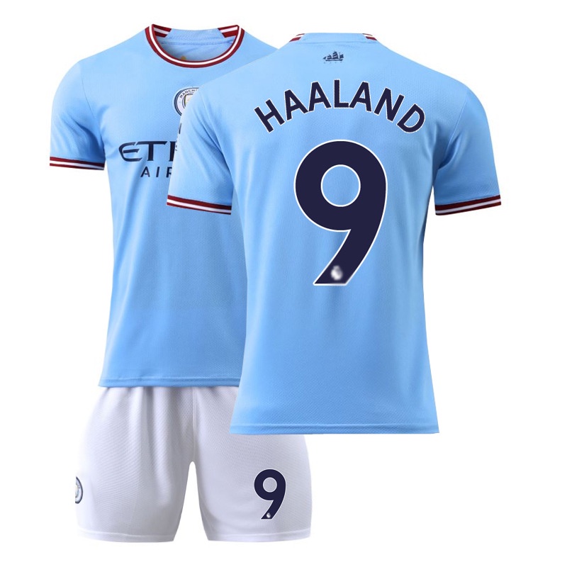 Bộ Đồ Thể Thao Bóng Đá Đội Manchester City Áo Thun Số 17 De Bruyne 9 Haaland 47 Foden 7 Sterling