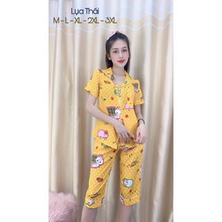 Sét Đồ Bộ Pizama lụa thái loại 1 quần lửng (kèm ảnh chụp thật)