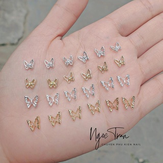 Charm bướm kim loại bóng sáng | vàng bạc đính trang trí móng không đá