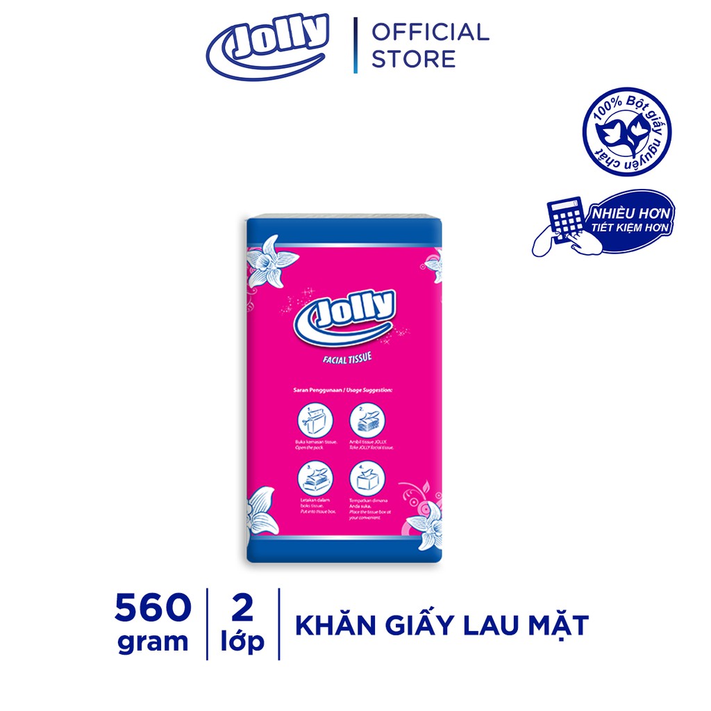 Khăn giấy lau mặt Jolly 560 gram 2 lớp