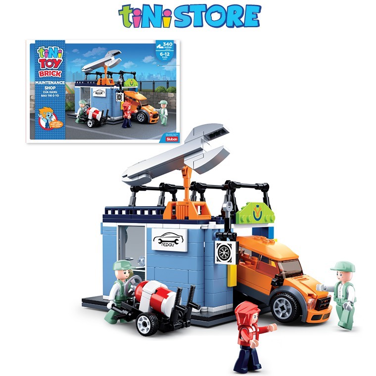 Đồ chơi lắp ráp sáng tạo lego cửa hàng bảo trì ô tô TINITOY 340 mảnh ghép YY741988