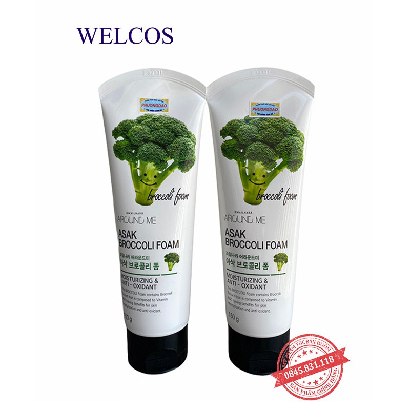 Sữa rửa mặt ngăn ngừa mụn, sáng da bông cải xanh Around Me Broccoli Foam WELCOS Hàn Quốc SRM12