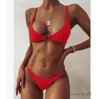 Bộ Bikini Dạng Vòng Tròn Màu Trơn Quyến Rũ Hợp Thời Trang Cho Nữ