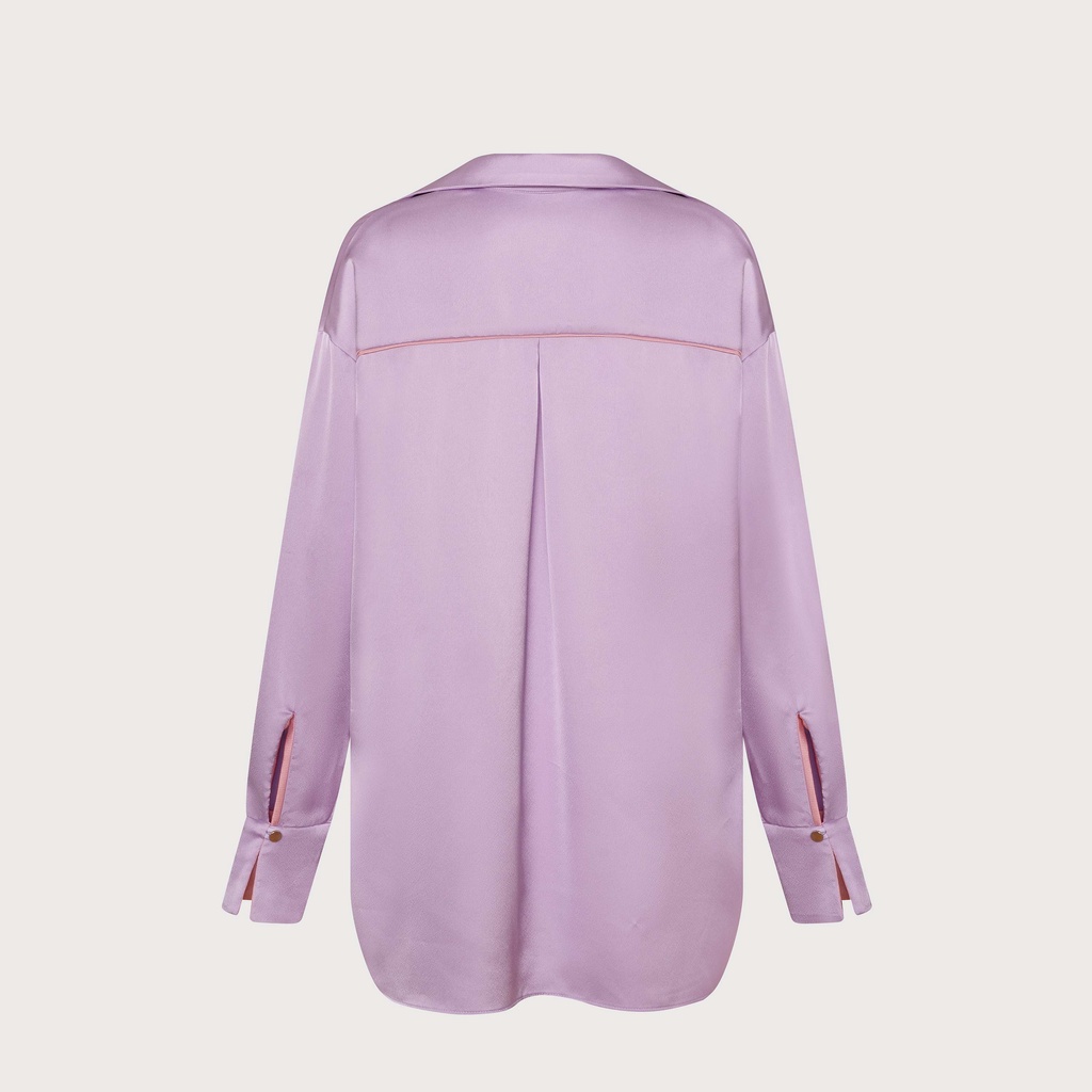 Graphé - QUINCY lilac shirt / Áo sơ mi lụa thiết kế tay dài oversized màu tím