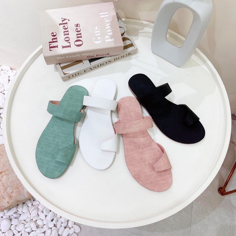 DÉP XỎ NGÓN QUAI DA SI VÂN MẶT ĐẾ CAO SU CHỐNG TRƠN TRƯỢT