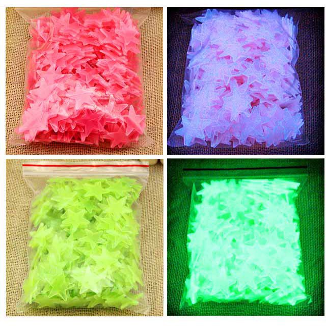 🌟🌟🌟 Ngôi sao dạ quang quẻ Gói 100 mẫu ngôi sao phát sáng dán tường trang hoàng phòng ngủ 💕FREESHIP💕