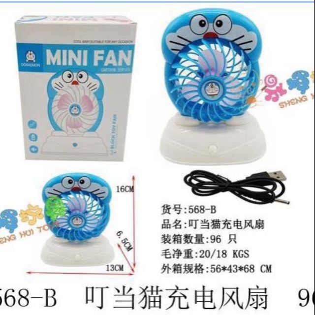 Quạt tích điện mini hình doremon