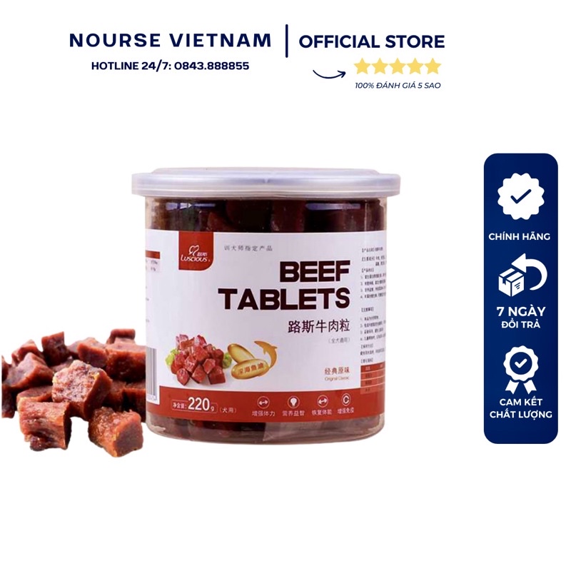 Đồ ăn vặt cho chó Luscious Thịt bò khô gà khô sạch răng tăng cân cho chó AV05 (220gr)