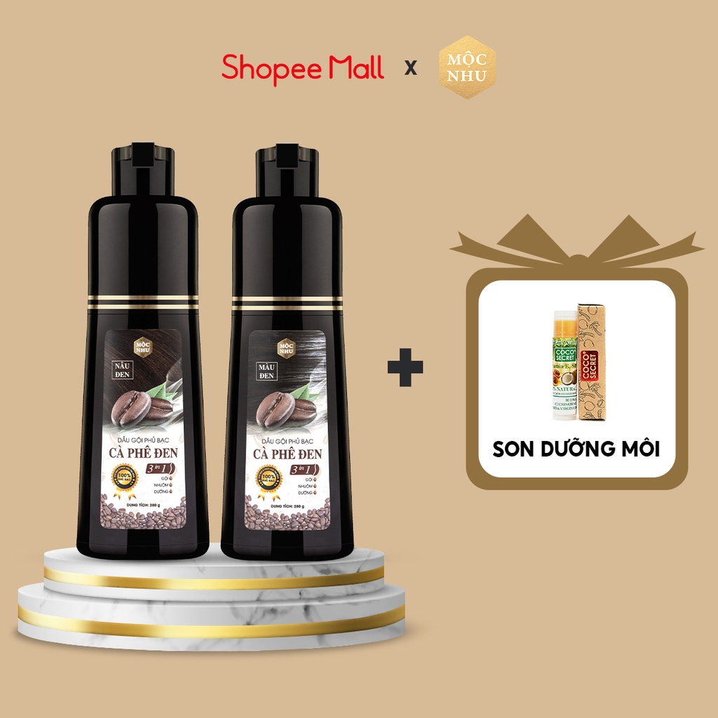Combo 2 Dầu Gội Phủ Bạc Cà Phê Đen Mộc Nhu - MÀU ĐEN + NÂU ĐEN
