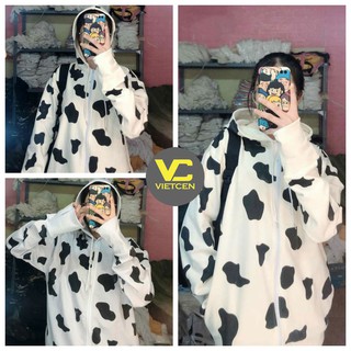 Áo khoác hoodie nam nữ BÒ SỮA áo khoác Unisex form rộng thời trang có mũ cá tính - VIETCEN