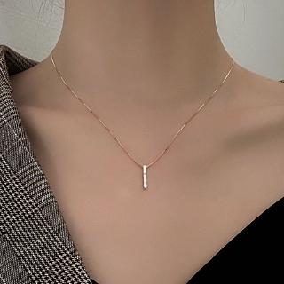 Dây chuyền mặt thanh dọc màu vàng hồng đính đá quyến rũ dành cho nữ